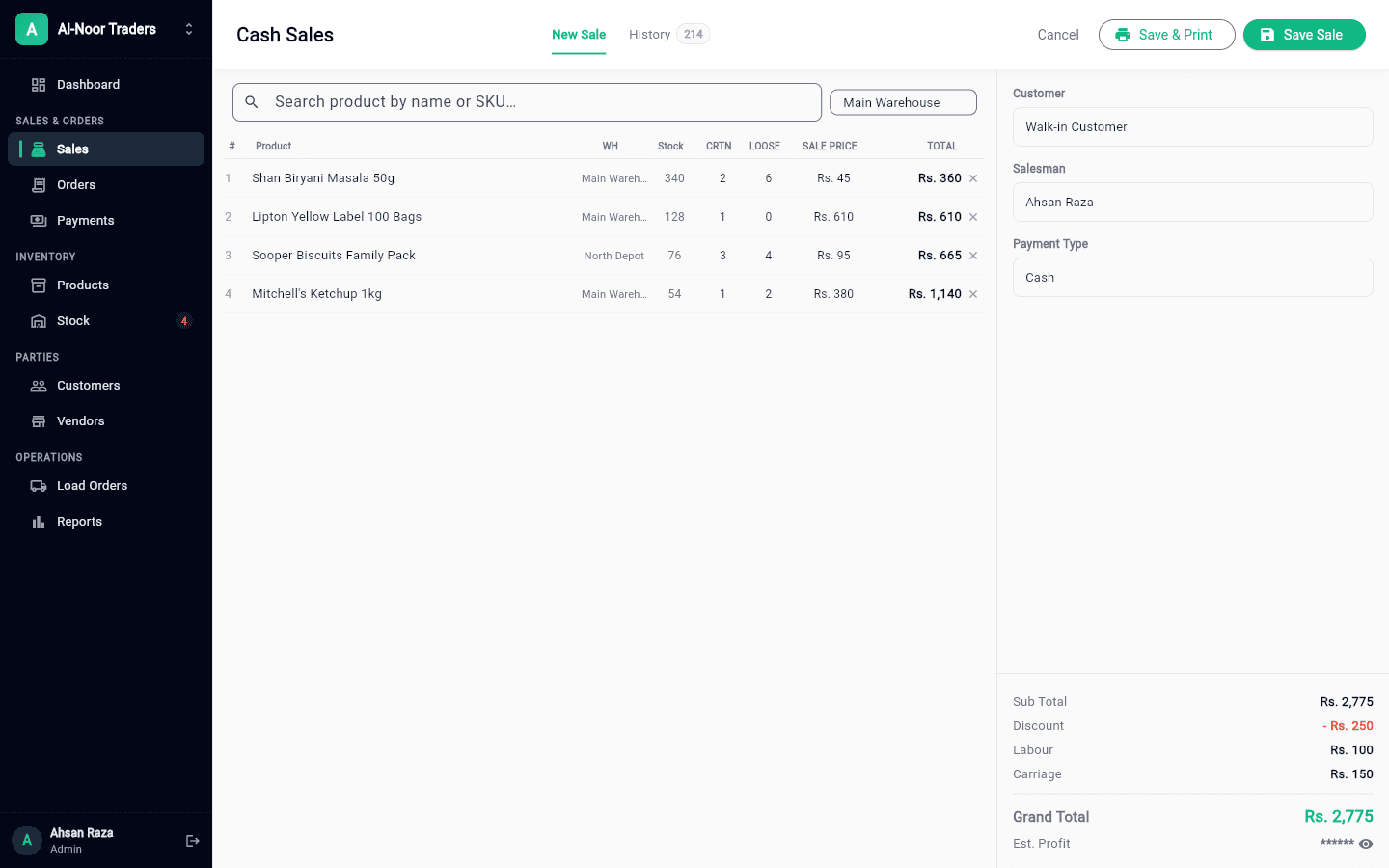 POS & Inventory Platform — application screenshot